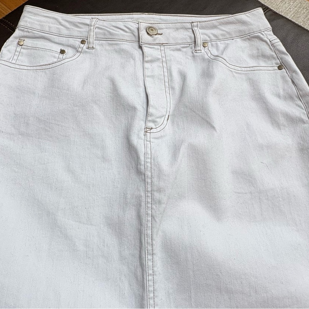 Rachel Zoe Crisp White Denim Midi Skirt - Picture 3 of 3
